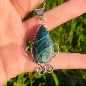 Blue Apatite Crystal Necklace